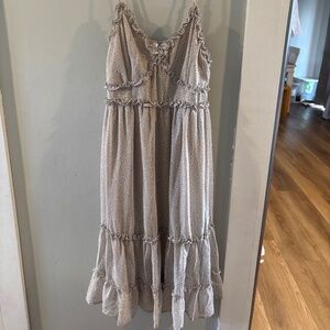 Beige and white dress